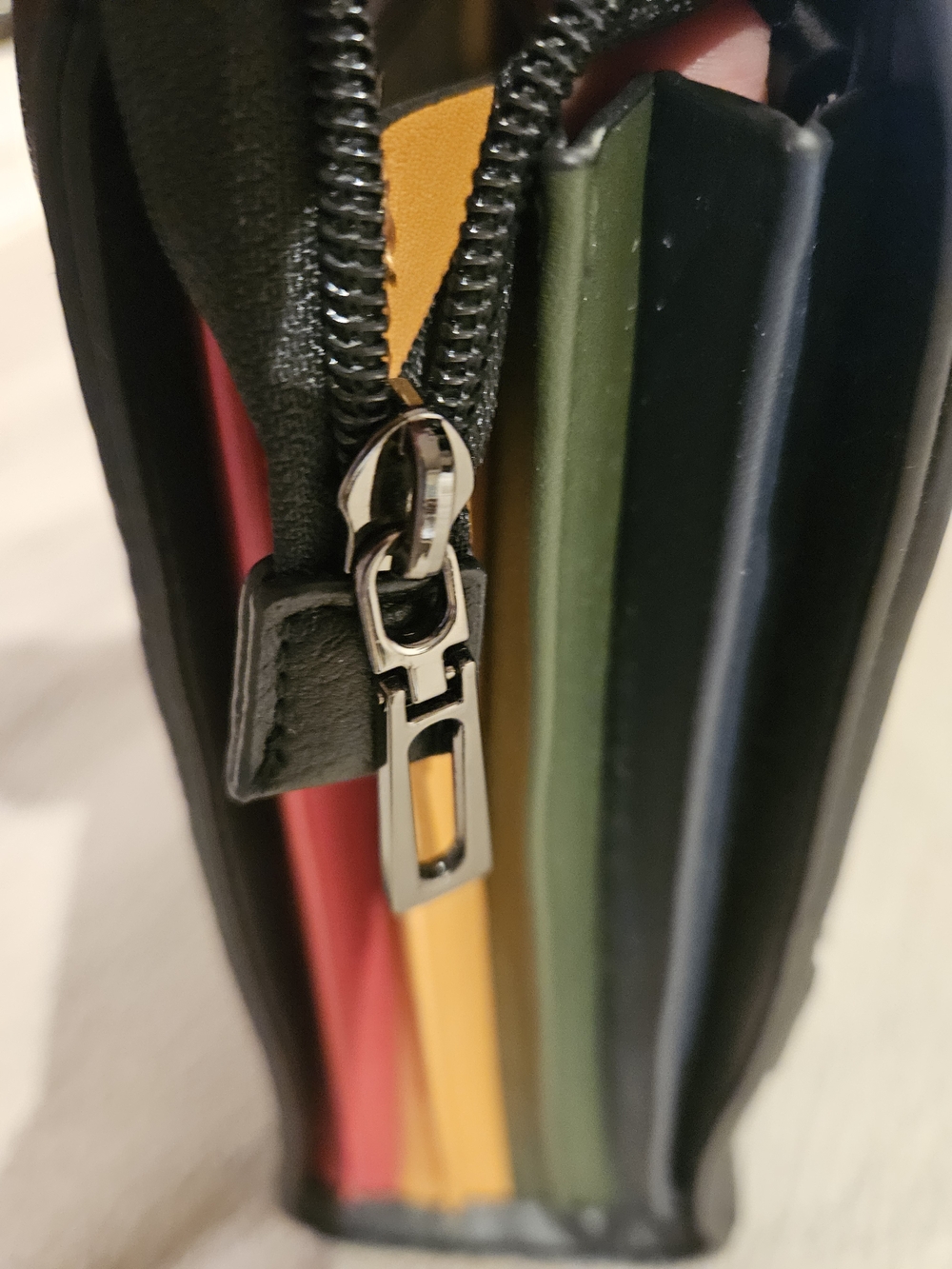 Brand New Multi-Color Zip Wallet Pouch - Black Exterior